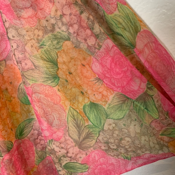 Vintage Henry Lee Floral Maxi Dress Medium? Pink Hostess Psychedelic 60's 70's - Picture 6 of 15